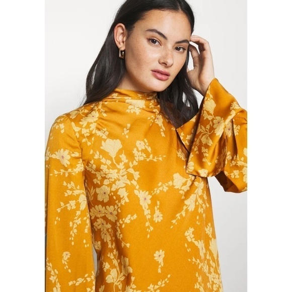 FREE People NWT Aries Mini Dress Golden Combo Gold Floral XS - Picture 8 of 10